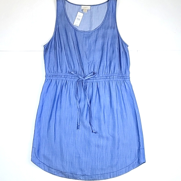 LOFT Dresses & Skirts - NWT Ann Taylor Loft Chambray Sleeveless Drawstring Elastic Waist Casual Dress